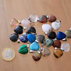 17: Natural stone heart pendants